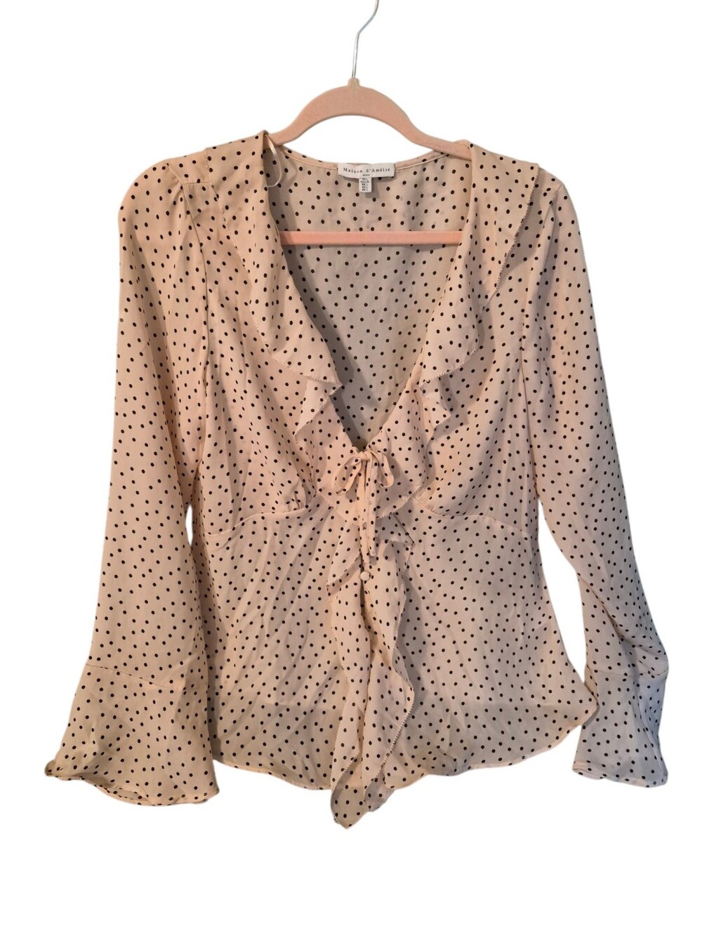 Maison d'Amelie blush pink polka dot blouse - L. G45